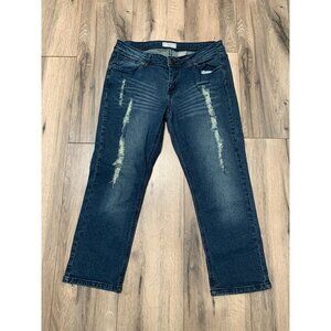 SoundGirl Junior 11 Midrise Cropped Capri Distressed Blue Jeans Five Pocket